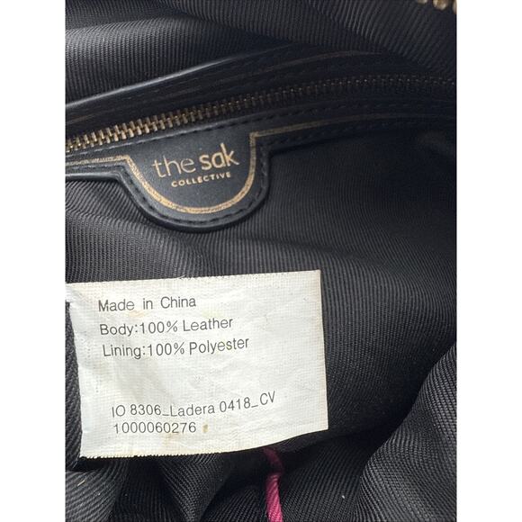 The Sak Collective Ladera Black Soft Leather Bag W/Tassel Crossbody A5 Hobo EUC - Picture 8 of 11